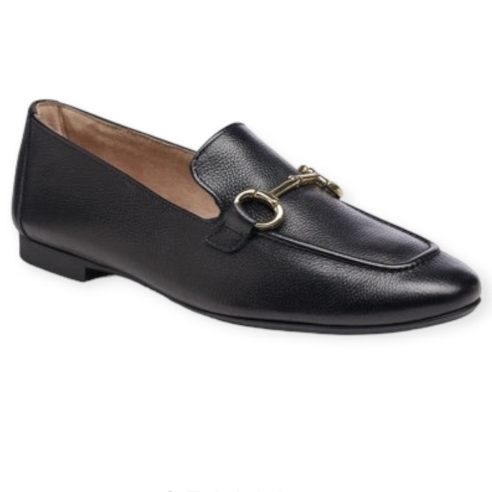 PAUL GREEN Daphne Apron Toe Loafers in Black Leather, SIZE 8 1/2